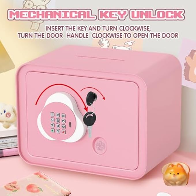 rayihni KIDS PIGGY BANK,ELECTRONIC ATM PASSWORD PROTECTED PIGGY BANK W/KEY & SIMULATED FINGERPRINT UNLOCKING SAFE CASH COIN SAVINGS BOX MUSICAL TOY FOR BOYS GIRLS HOLIDAY PARTY BIRTHDAY GIFT (WHITE) - Image 5